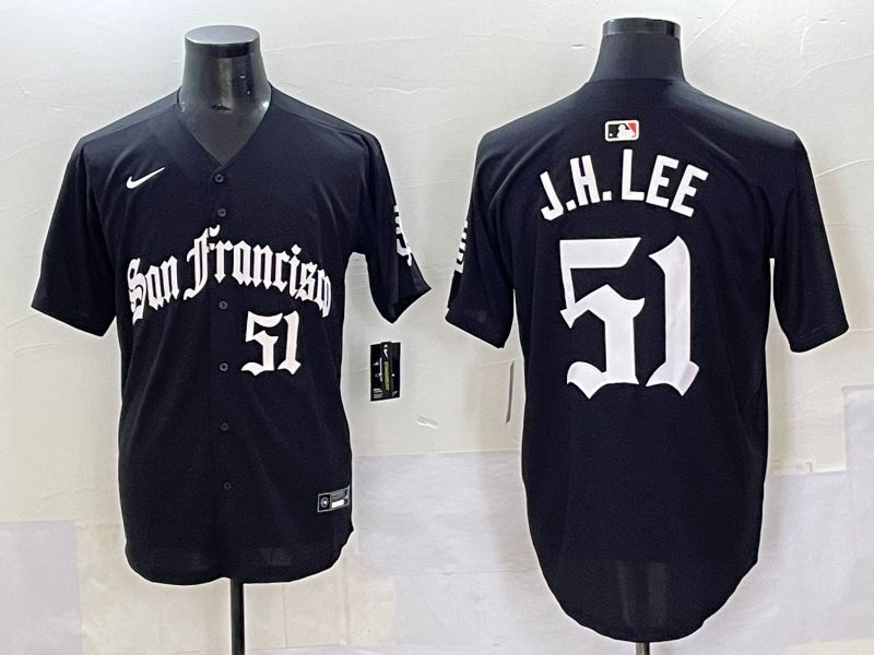Men 2025 San Francisco Giants #51 J.H.Lee Black Five generations Joint Name Nike MLB Jersey style 50